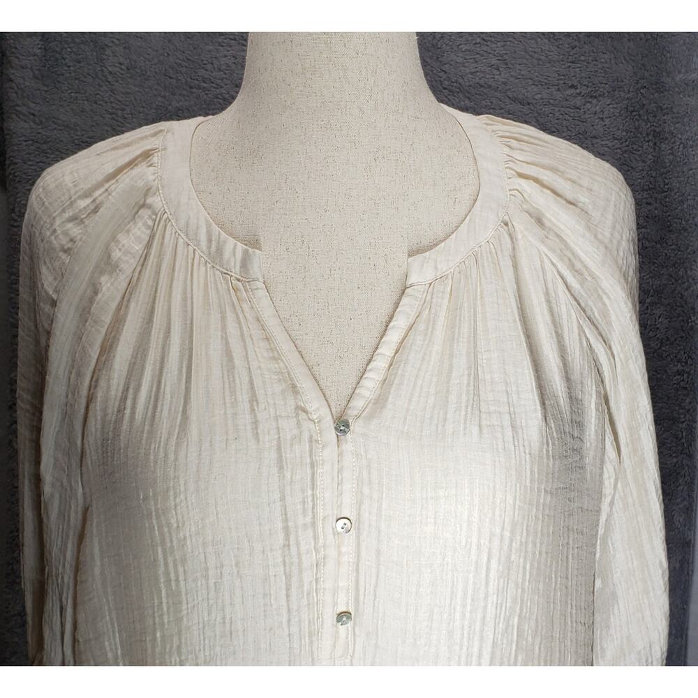 H&M Oversized Cream Blouse Medium Slouchy Scandi Boho Editorial Peasant Top
